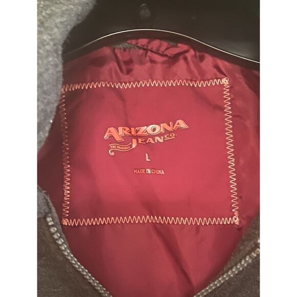 Arizona Jean Co Women's Burgundy & Black Quilted Puffer Vest Hooded Zip Size L - Picture 4 of 7